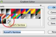 Выбираем градиент, для чего нажимаем на миниатюру Russell’s Rainbow